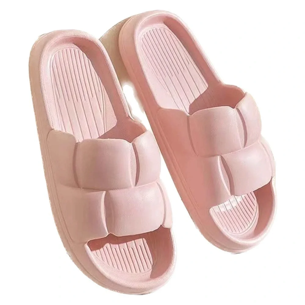 Pink Pillow Textured Single Band Slides Pool Shower Platform Shoes - Picture 2 of 5